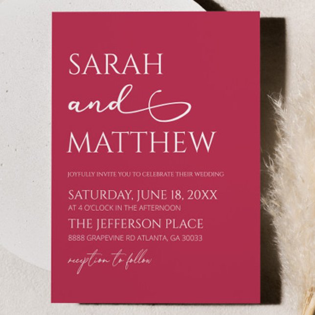 Convites Casamento Elegante Simples da Viva Magenta (Criador carregado)
