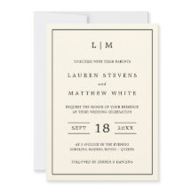 Casamento Elegante Simples De Creme Monograma