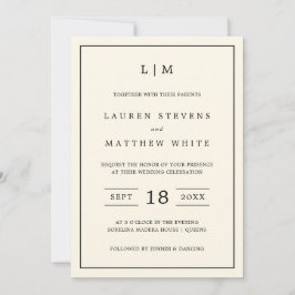 Convites Casamento Elegante Simples De Creme Monograma