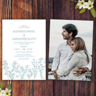 Convites Casamento Elegante Simples Foto Flor Silvestre Vin