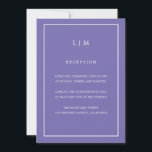 Convites Casamento Elegante Simples Monograma Roxo Mínimo<br><div class="desc">Simples convite de casamento com um design moderno, mas elegante, com seu monograma de duas letras no topo e seus detalhes cercados por uma fina fronteira. As fontes e as cores de fundo podem ser alteradas para qualquer cor desejada clicando no botão "personalizar". Um design chic e na moda que...</div>