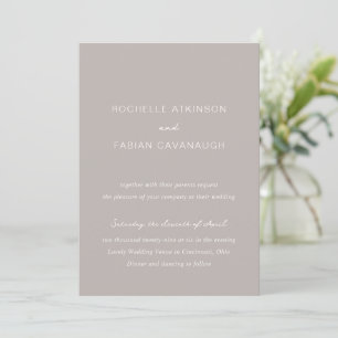 Convites Casamento Elegante Simples Taupe