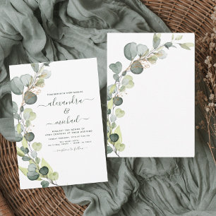 Convites Casamento Elegante Suculento Eucalyptus Greenery