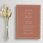 Convites Casamento Elegante Terracota<br><div class="desc">Convite de Casamento Elegante Terracota. Faça do seu convite de casamento algo tão memorável quanto o seu dia especial com este design chic e sofisticado. Com um visual simples e minimalista e um toque clássico tradicional, este convite moderno apenas com texto apresenta uma caligrafia manuscrita com uma moldura de borda...</div>