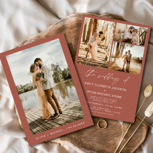 Convites Casamento Elegante Terracotta Minimalista