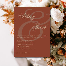 Convites Casamento Elegante Terracotta Minimalista