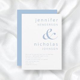 Convites Casamento Elegante Tipografia Azul