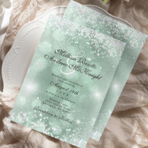 Casamento Elegante Verde Claro com Brilho Prateado