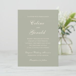 Convites Casamento Elegante Verde Clássico