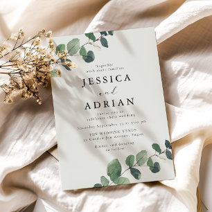 Convites Casamento Elegante Verde de Leafy Sage