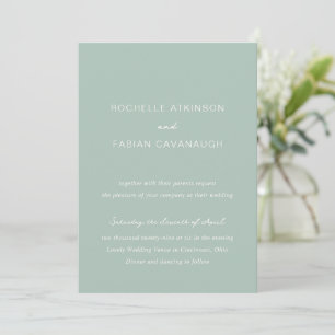 Convites Casamento Elegante Verde Simples Muted