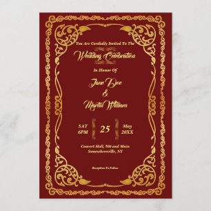 Convites Casamento Elegante Vermelho impressionante