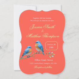 Convites Casamento Elegante Verona Sunset Coral Bluebird