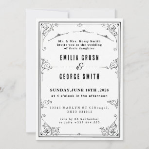 Convites Casamento Elegante Vintage