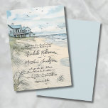 Convites Casamento Elegante Vintage Coastal Beach<br><div class="desc">Vintage Convocação de Casamento de Praia Costeira. Prepare o humor para sua celebração à beira-mar com um charmoso design de aquarela em uma paleta mutada de azul lacrimogêneo, bronzeado e verde. O pano de fundo captura uma angustiada cena costeira com leves ondas oceânicas, costas arenosas macios espalhadas com capim-do-mar, e...</div>