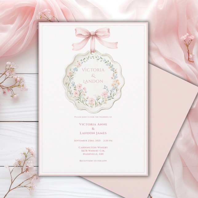 Convites Casamento Elegante Vintage Floral Rosa (Criador carregado)