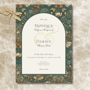 Convites Casamento Elegante Vintage Natureza William Morris