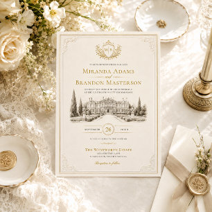 Convites Casamento Elegante Vintage Old Money
