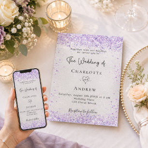 Convites Casamento elegante violeta lavanda prata
