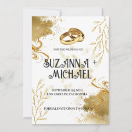 Convites Casamento Elegante White e Dourado