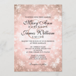 Convites Casamento Elegante Winter Wonderland Brilho Cobre
