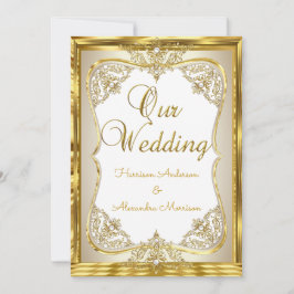 Convites Casamento Elite Dourado Branco bege Creme Pérola 