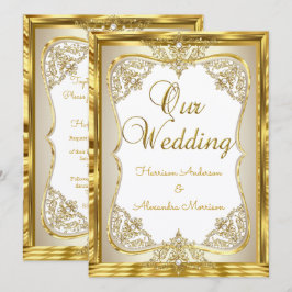 Convites Casamento Elite Dourado Branco bege Creme Pérola