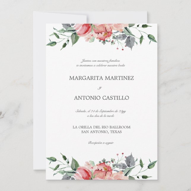 Convites Casamento Elizabeth Invitaciones de Boda Elegantes (Frente)