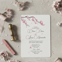 Casamento em água-forte rosa de flor de cerejeira