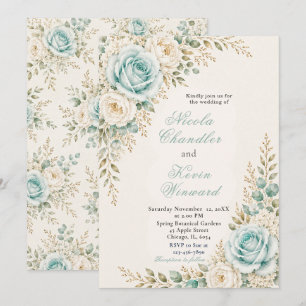 Convites Casamento em Aqua e Marfim