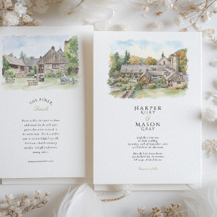 Convites Casamento em Aquarela Blue Hill at Stone Barns