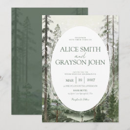 Convites Casamento em Aquarela Clássica com Árvore da Flore