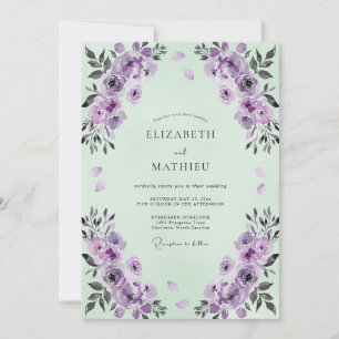 Convites Casamento em Aquarela com Âmbar e Hortelã