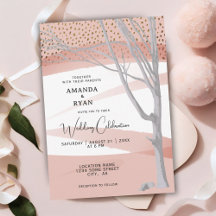 Casamento em Aquarela com Árvore de Inverno Rústic