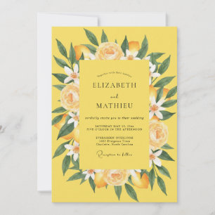Convites Casamento em Aquarela com Citrino Amarelo Costeiro