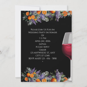 Convites Casamento em Aquarela com Citrino Elegante e Vinho