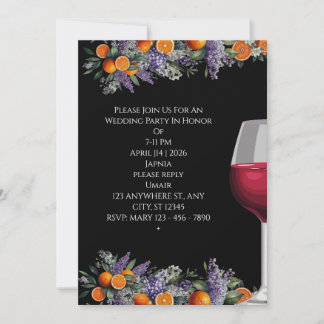Convites Casamento em Aquarela com Citrino Elegante e Vinho