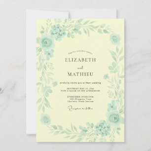 Convites Casamento em Aquarela de Menta e Manteiga