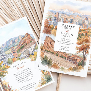 Convites Casamento em Aquarela em Denver Colorado