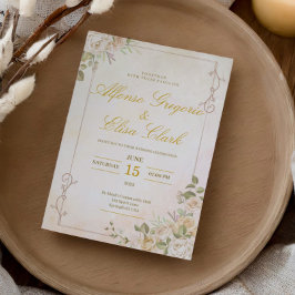 Convites Casamento em aquarela floral Boho elegante vintage
