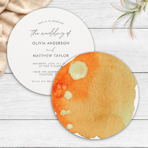 Convites Casamento em Aquarela Laranja Queimada Boho Chic E