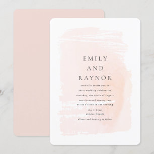 Convites Casamento em Aquarela Moderna Rosa Bege