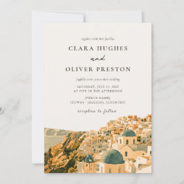 Convites Casamento em Aquarela na Caldeira de Santorini Dou