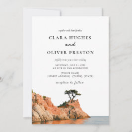 Convites Casamento em Aquarela na Costa de Big Sur Cypress