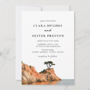 Convites Casamento em Aquarela na Costa de Big Sur Cypress