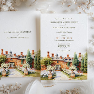 Convites Casamento em Aquarela na Elegante Mansão Woodhall