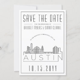 Convites Casamento em Austin | Silhueta Estilizada da Cidad