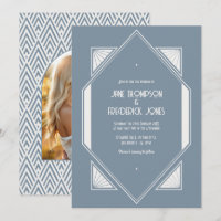 Casamento em Azul Ardósia e Branco Pérola com Foto