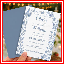 Convites Casamento em Azul Empoeirado | Flor Silvestre