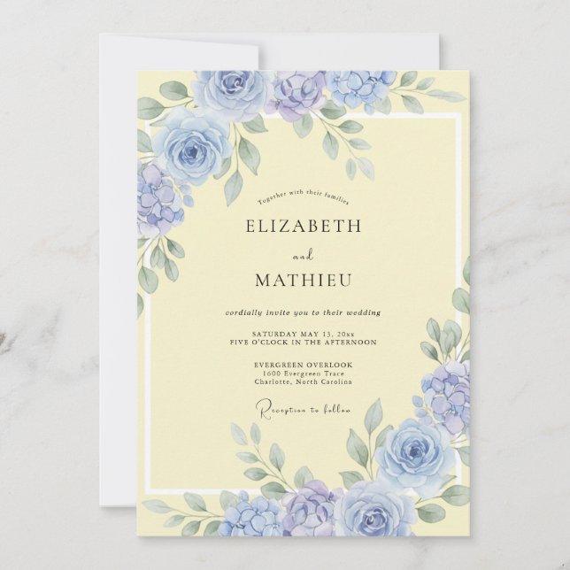 Convites Casamento em Azul Pastel de Centáurea (Frente)